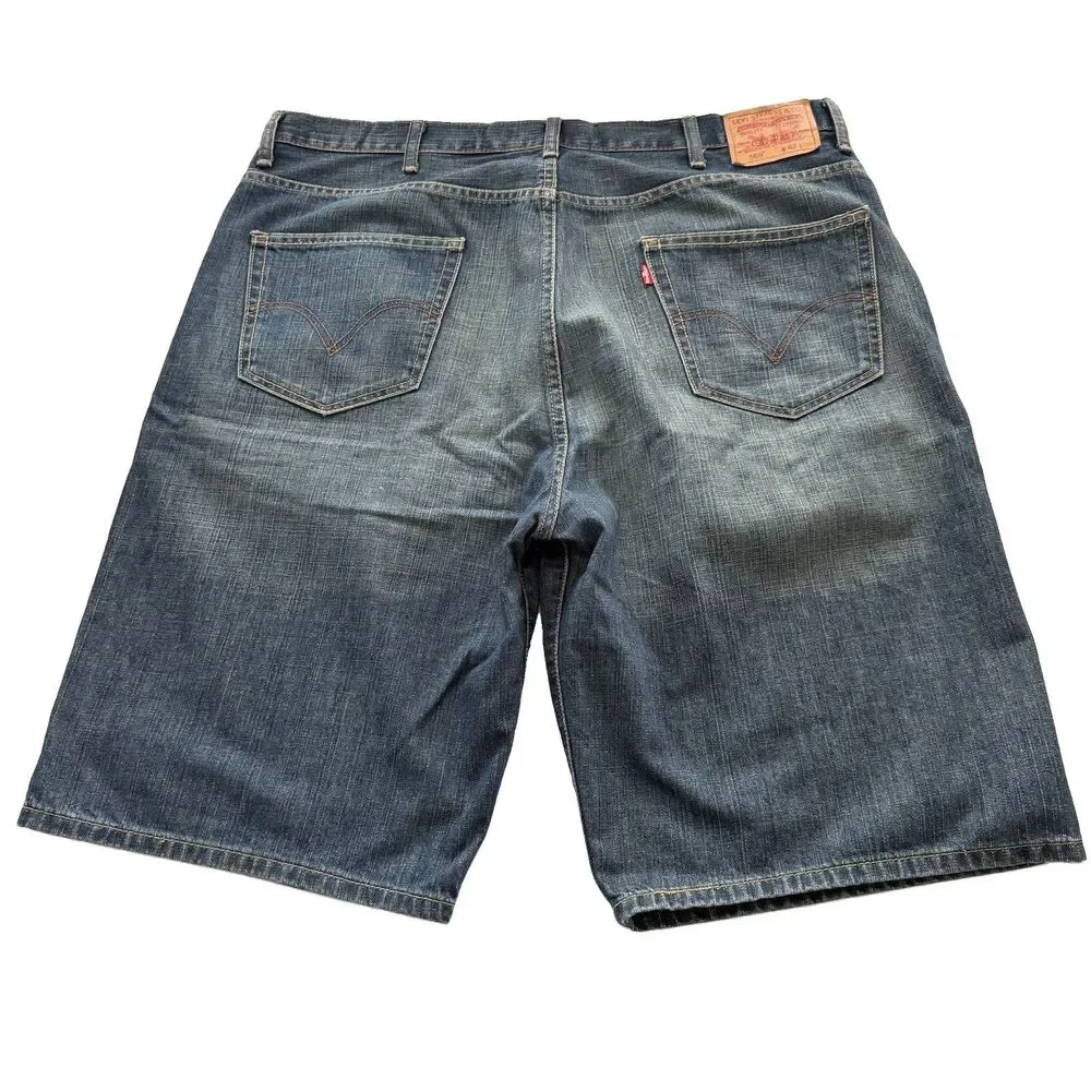 Levis 569 Loose Straight Denim Shorts Mens 42 Fade Wash Blue Jean Y2K 2010